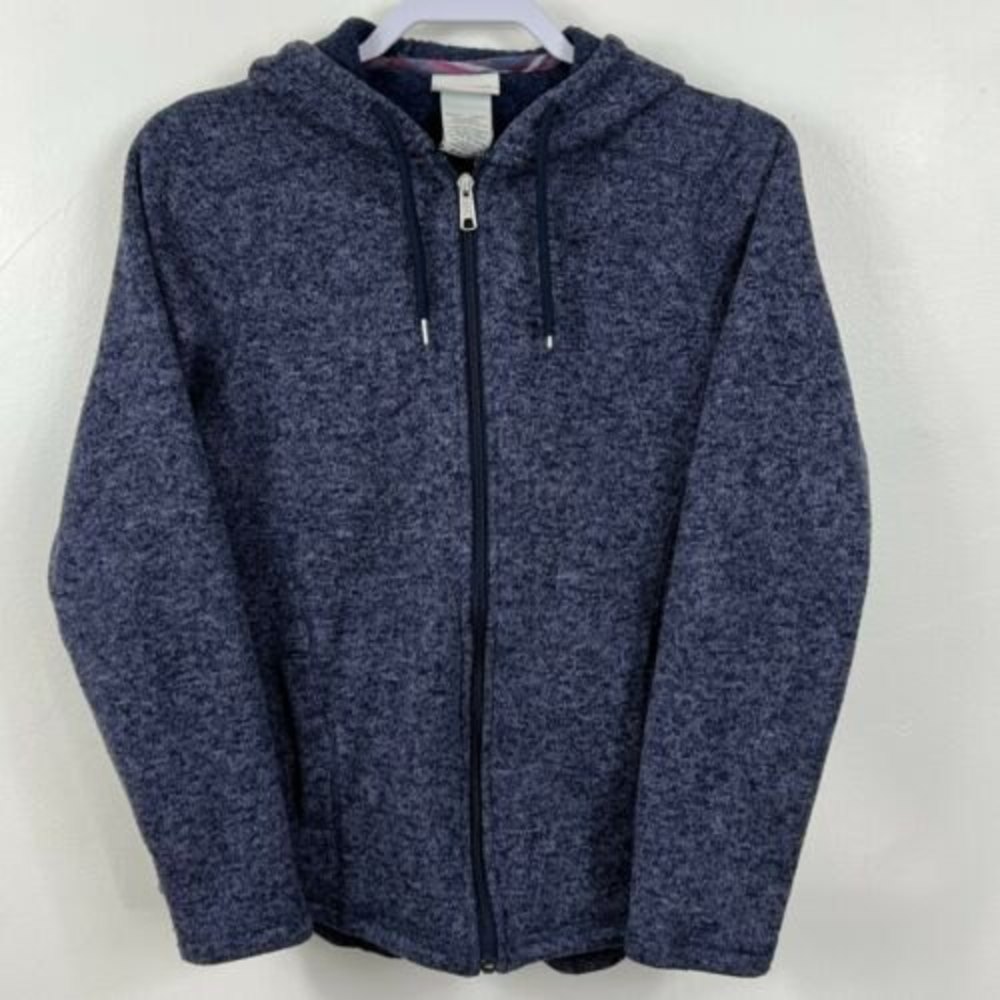Dickies Womens Sweater Jacket Gray Heathered Zip Pocket Drawstring Hooded Size M